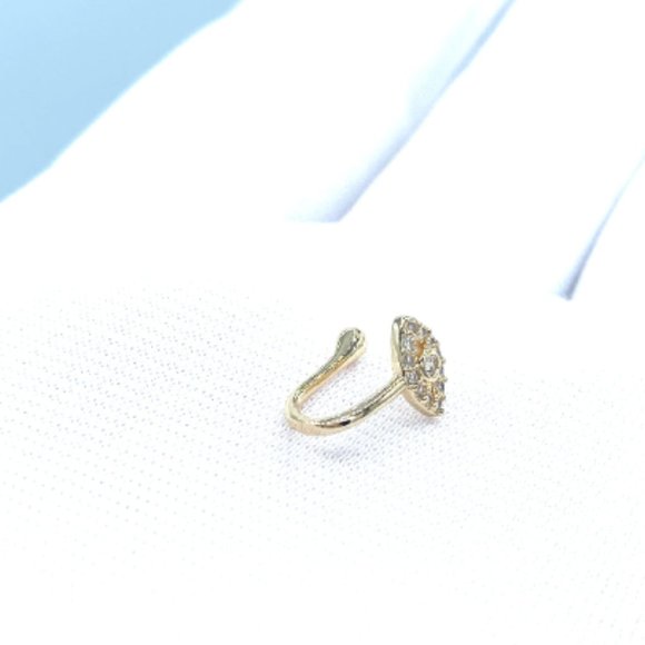 CZ Eye 24 KT Gold Plated Nose Cuff Fake Nose Rings No Piercing Jewelry - Picture 3 of 5